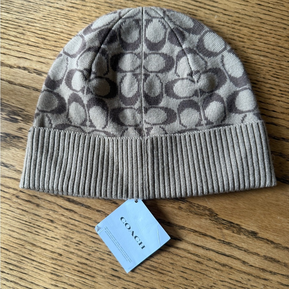Coach Brown Signature Beanie